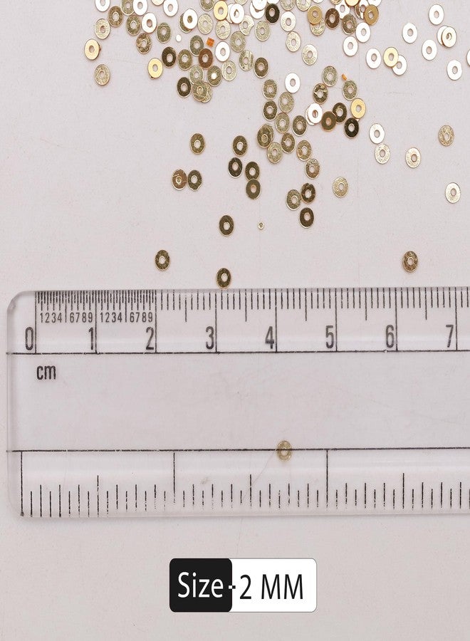 Embroiderymaterial 2 MM Sequins Sitara for Craft, Embroidery, and Jewellery Making (Dark Gold, 50 Gram) - Image 2